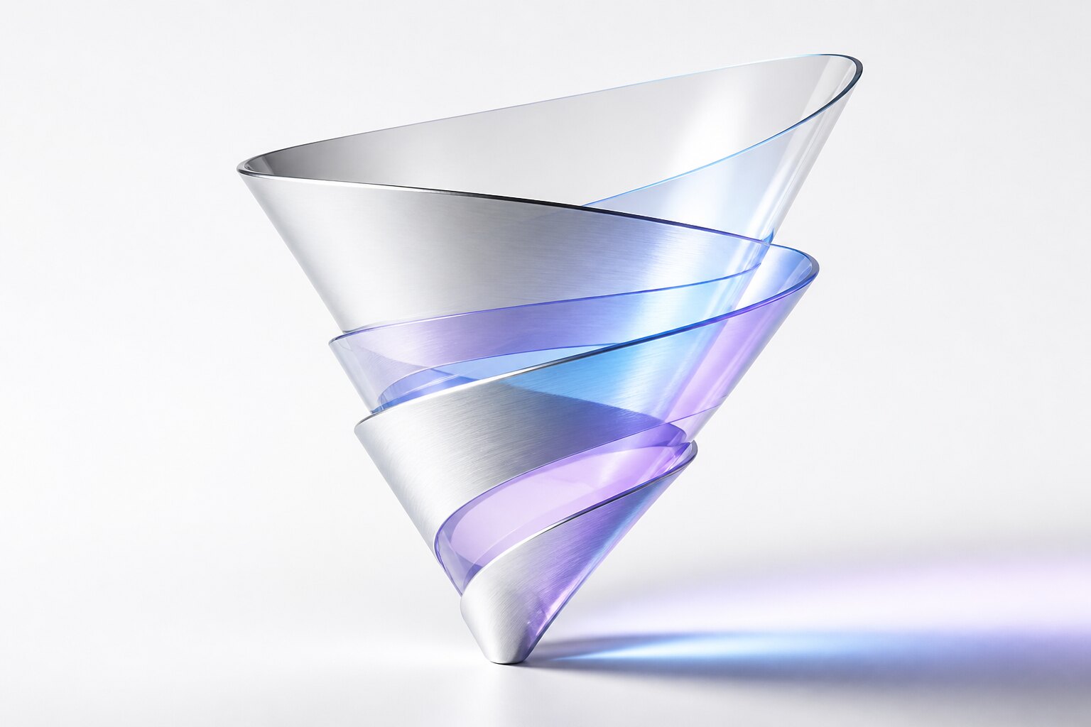 Ascending brushed-metal funnel form
