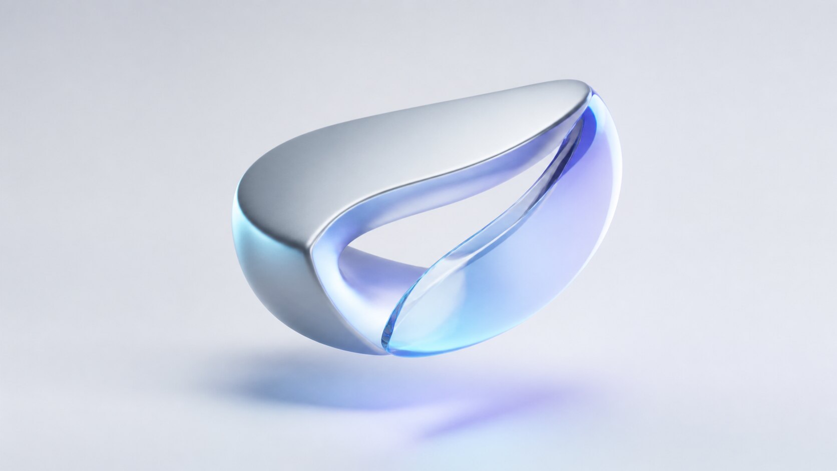 Abstract machined object floating in a clean studio space